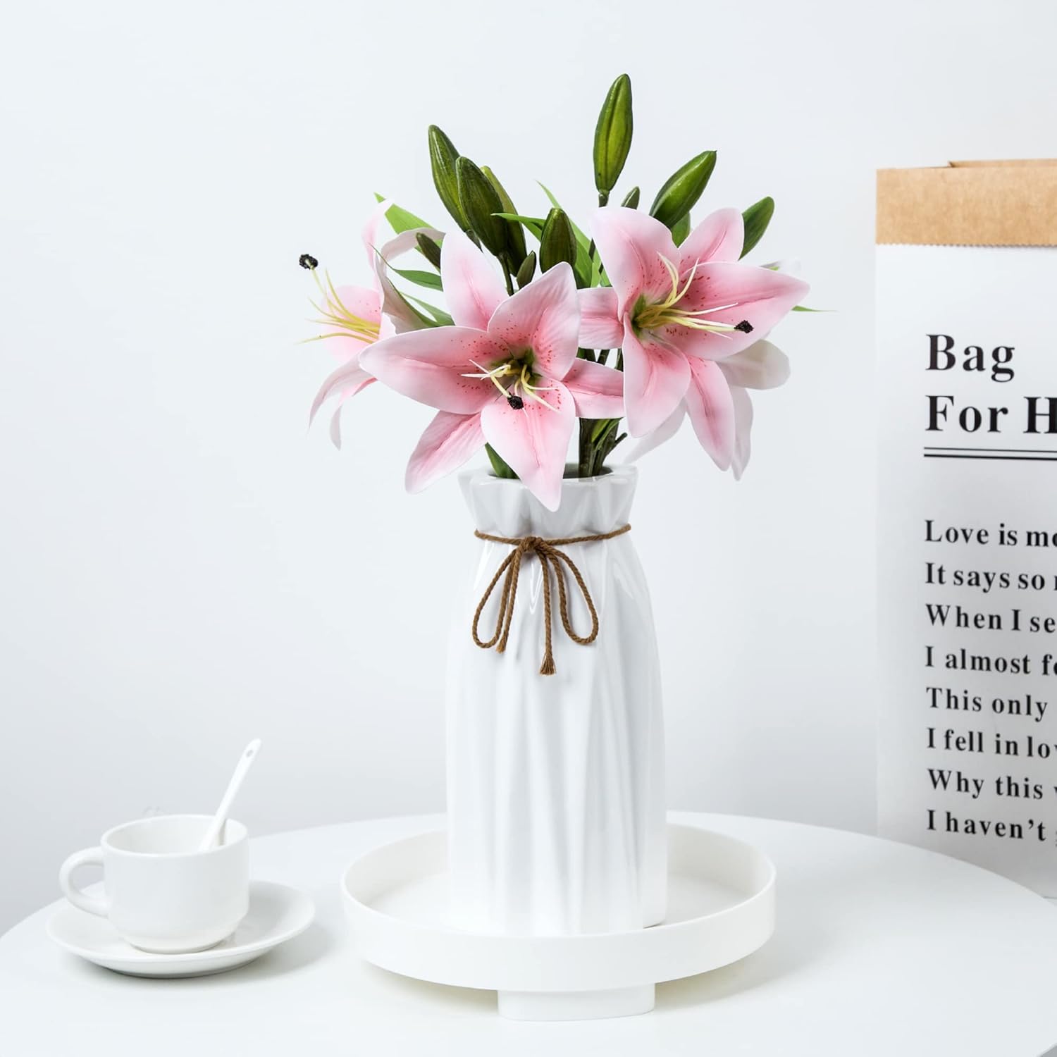 Hemp Rope Bow Pleated Vase