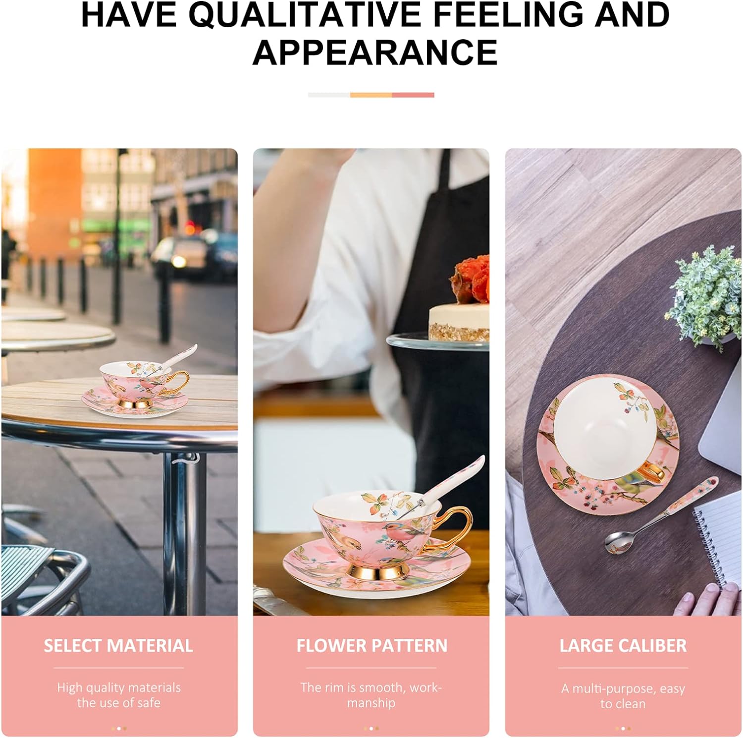 Bone China Cup, Saucer & Spoon with Gift Box