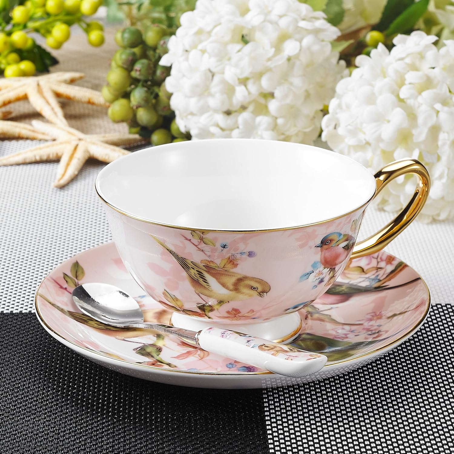 Bone China Cup, Saucer & Spoon with Gift Box