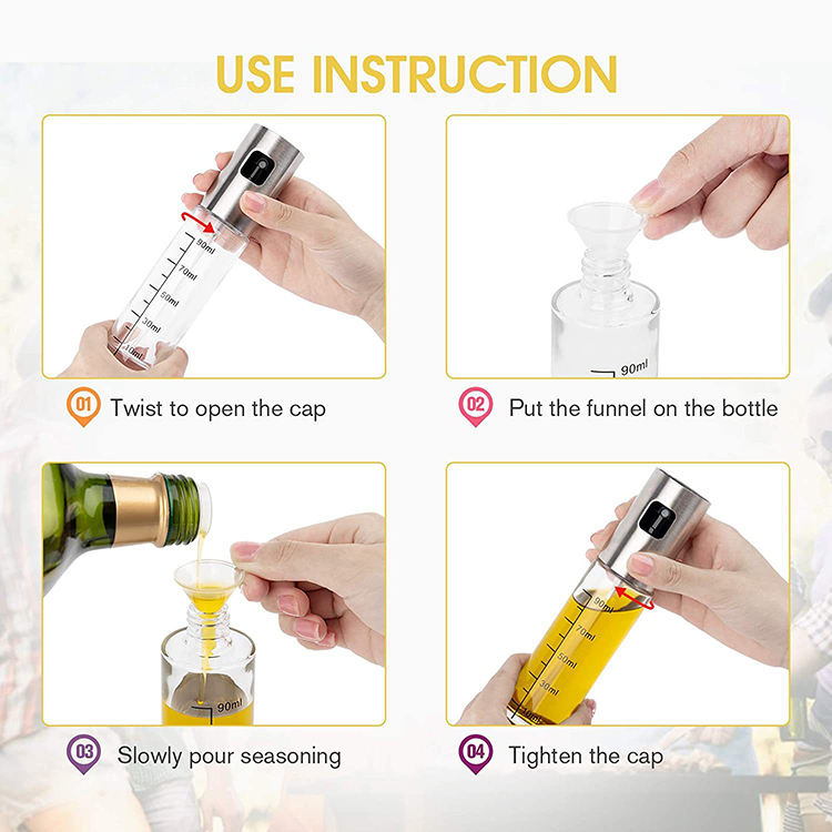 SS & Glass Oil Spray Bottle 90ML