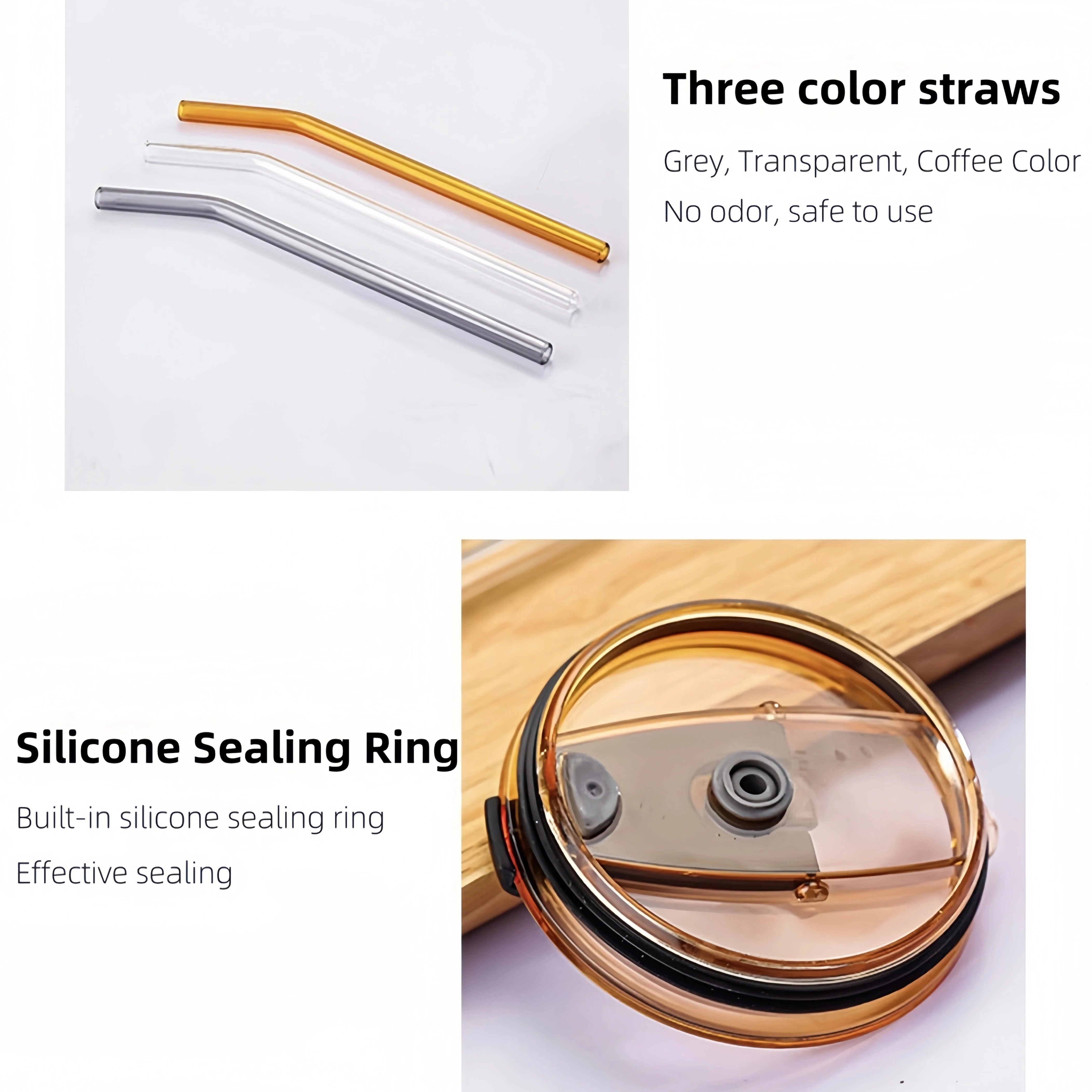 Sipper Glass Cup with Straw 400ML