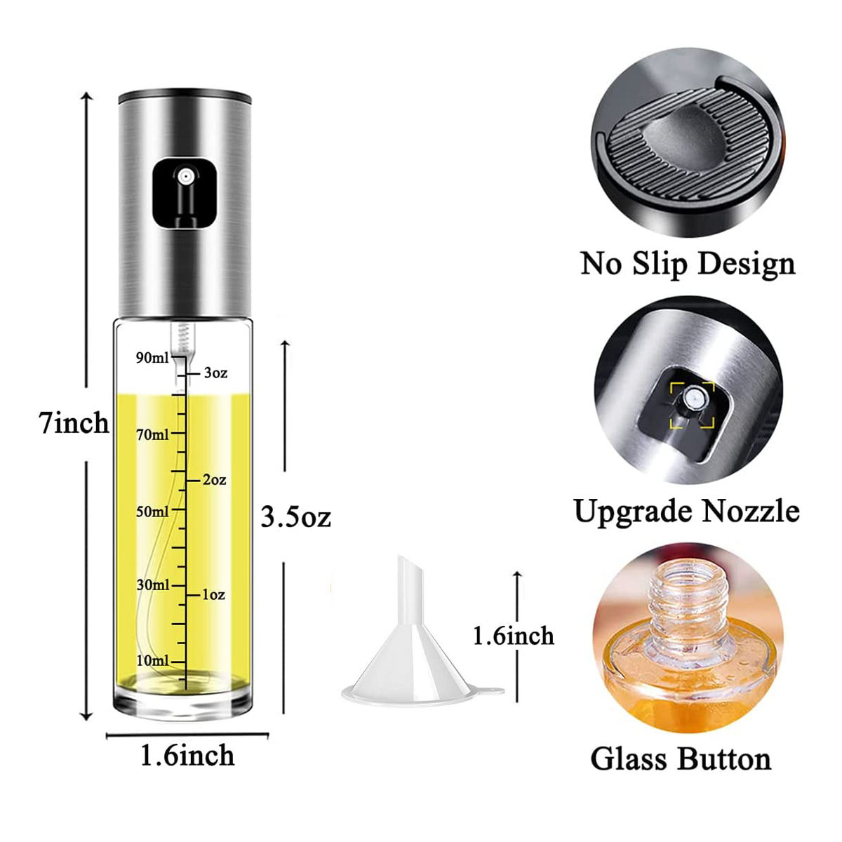 SS & Glass Oil Spray Bottle 90ML