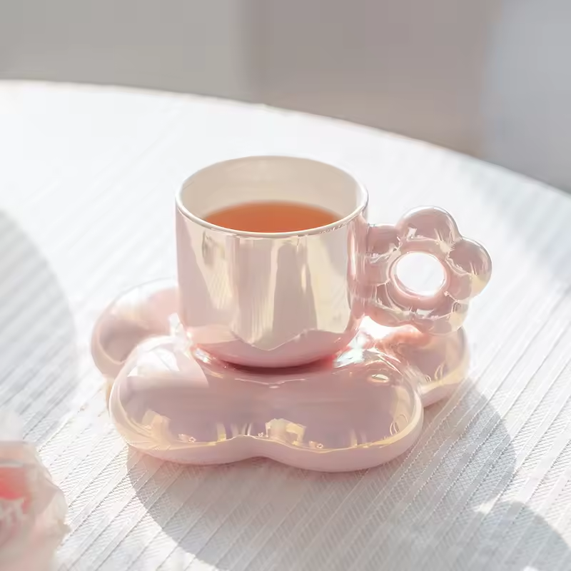 Glazed Coffee Cup & Saucer Set