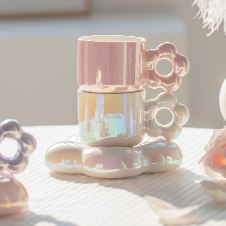 Glazed Coffee Cup & Saucer Set