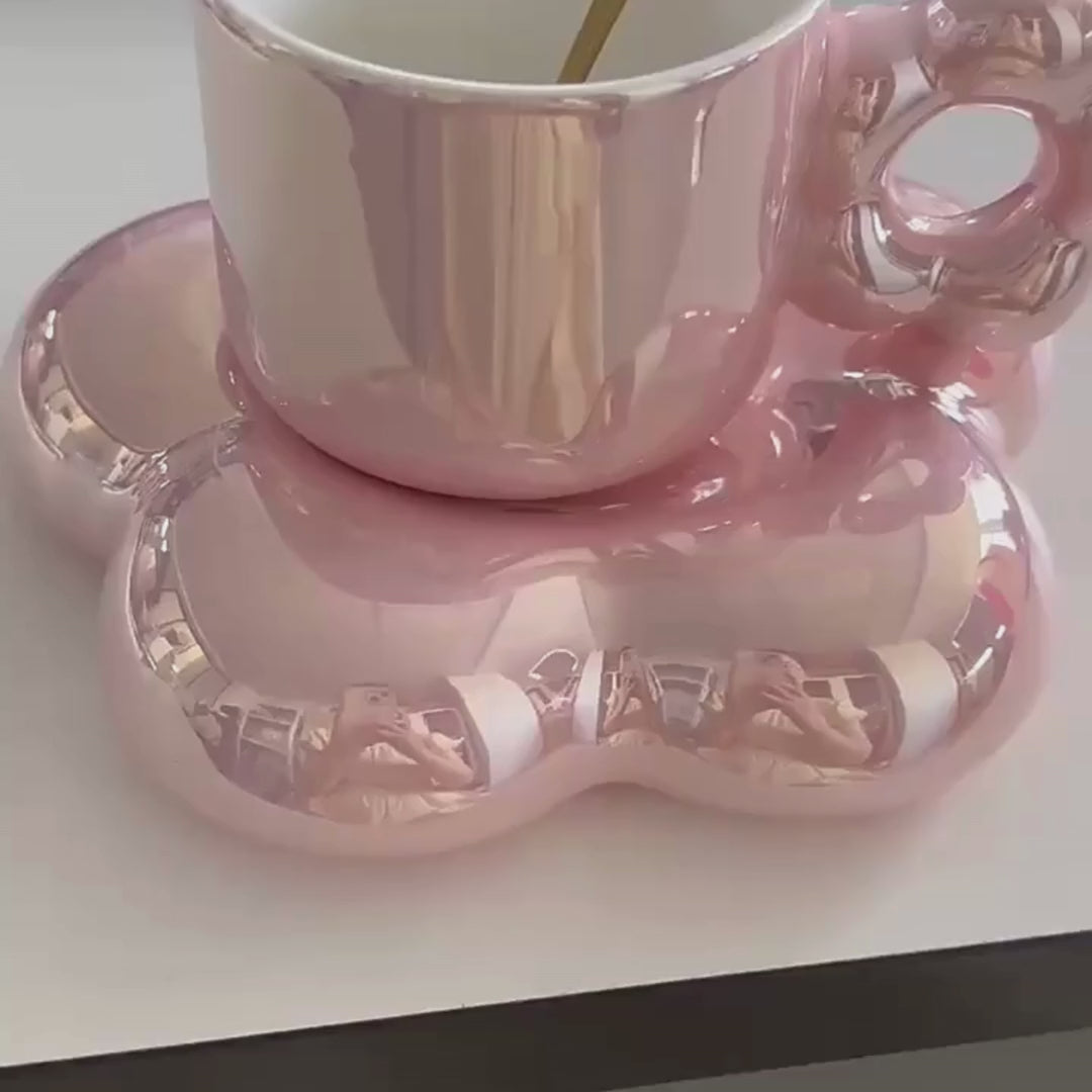 Glazed Coffee Cup & Saucer Set