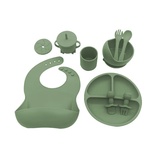 Set of 10 Pcs Silicone Tableware Kit for Baby