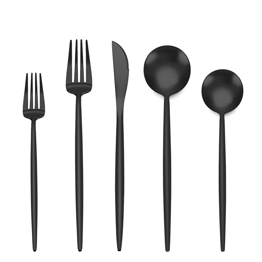 Silver Martini Cutlery Set Black & Gold