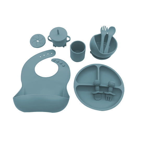 Set of 10 Pcs Silicone Tableware Kit for Baby
