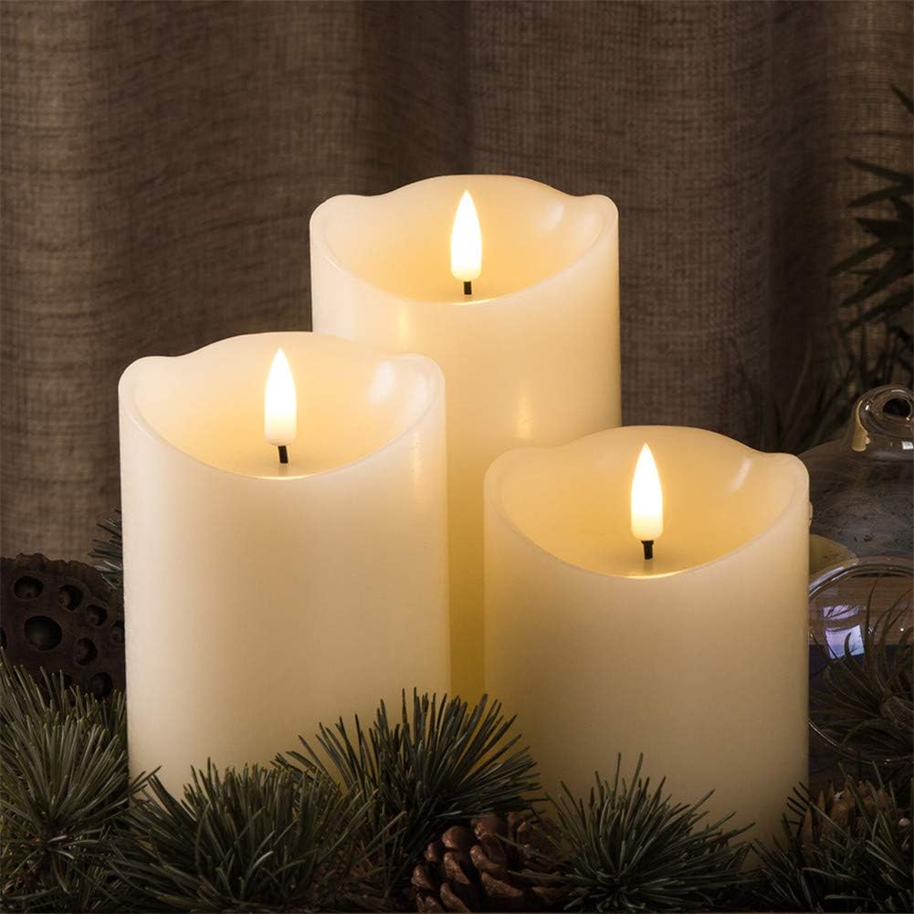 Slanted Mouth Glossy Candle with Remote Set of 3
