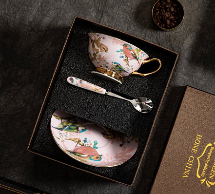 Bone China Cup, Saucer & Spoon with Gift Box