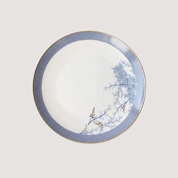 Blue Floral Ceramic Dessert Plate – 8.5 Inch | Handcrafted Porcelain by Silver Martini