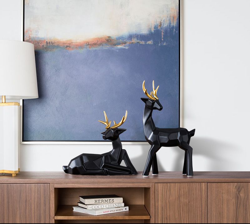 Porcelain Deer Couple Figurines