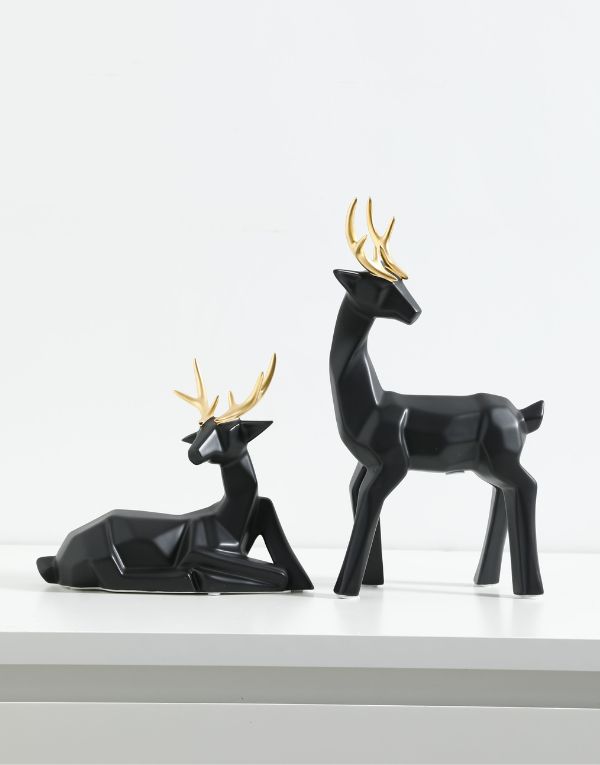 Porcelain Deer Couple Figurines