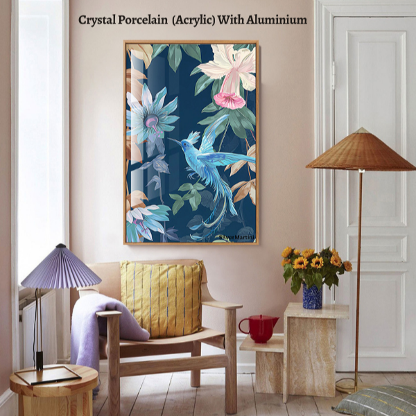 Elegant Canvas & Porcelain Wall Art – 40x60 cm Decorative Piece for Living Room