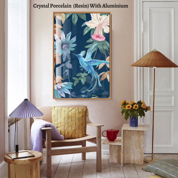 Elegant Canvas & Porcelain Wall Art – 40x60 cm Decorative Piece for Living Room