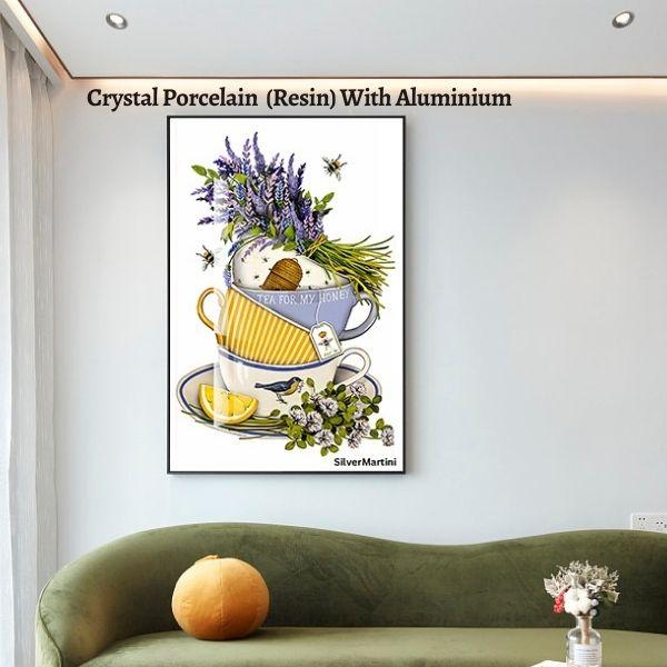 Luxury Wall Decor – Artistic Canvas & Crystal Porcelain Painting (40x60 cm)