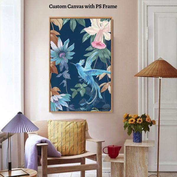 Elegant Canvas & Porcelain Wall Art – 40x60 cm Decorative Piece for Living Room
