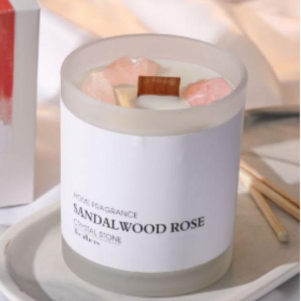 Sandalwood Rose Scented Candles with Wooden Wicks