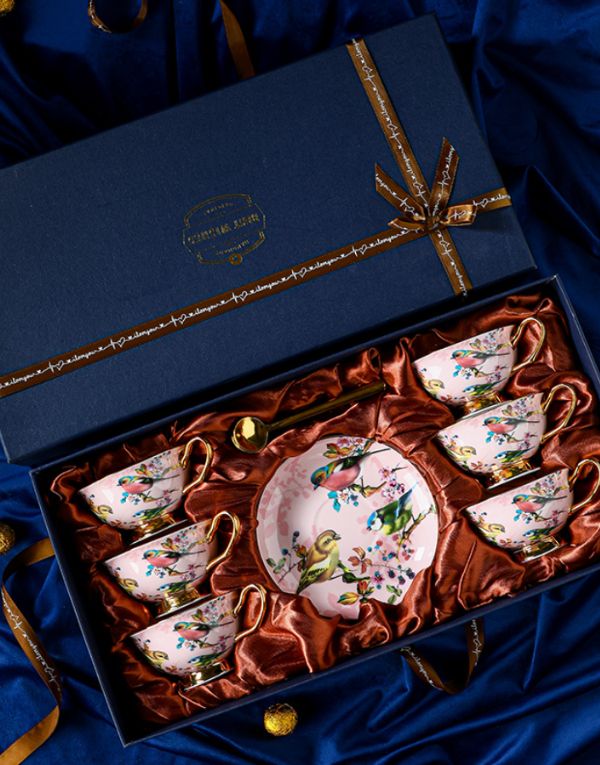 Bone China Cup, Saucer & Spoon with Gift Box