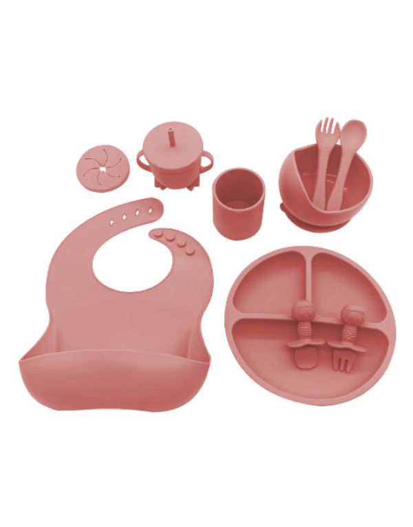 Set of 10 Pcs Silicone Tableware Kit for Baby