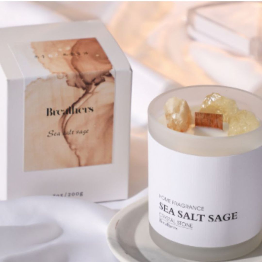 Sea Salt Sage Aroma Candles with Wooden Wick