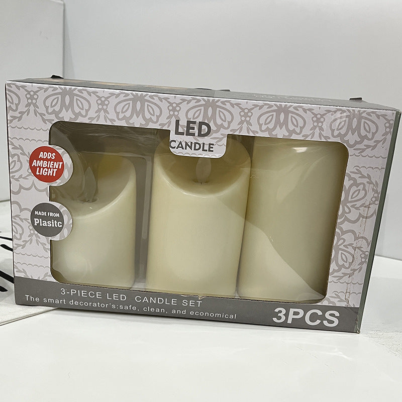 Slanted Mouth Glossy Candle with Remote Set of 3