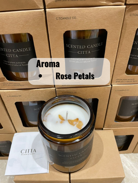 Rose Petals Brown Bottle Scented Candles