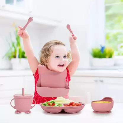 Set of 10 Pcs Silicone Tableware Kit for Baby