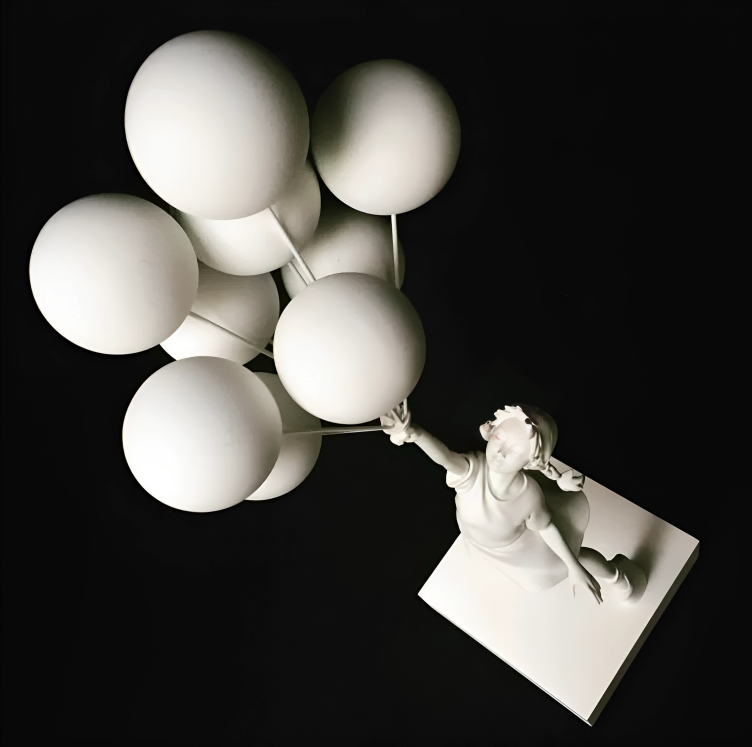 White Girl Healing Sculpture Flying Balloon – Silver Martini