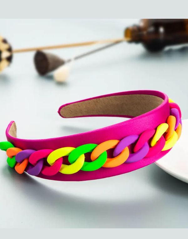 French color Resin Chain fabric Hairband