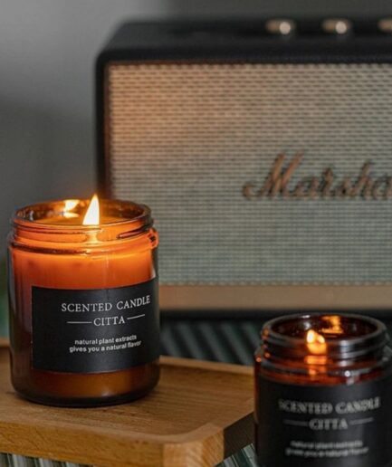 Amber Ebony Brown Bottle Scented Candles
