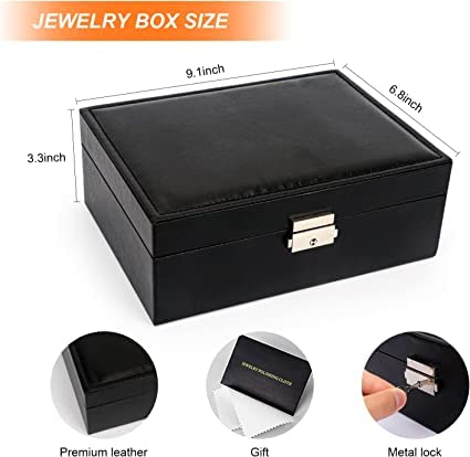 Black Jewellery Box Organiser Case for Women - Image 6