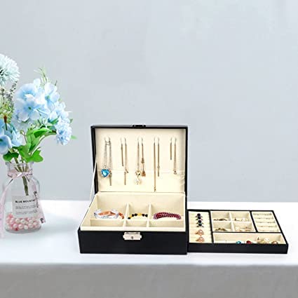 Black Jewellery Box Organiser Case for Women - Image 2