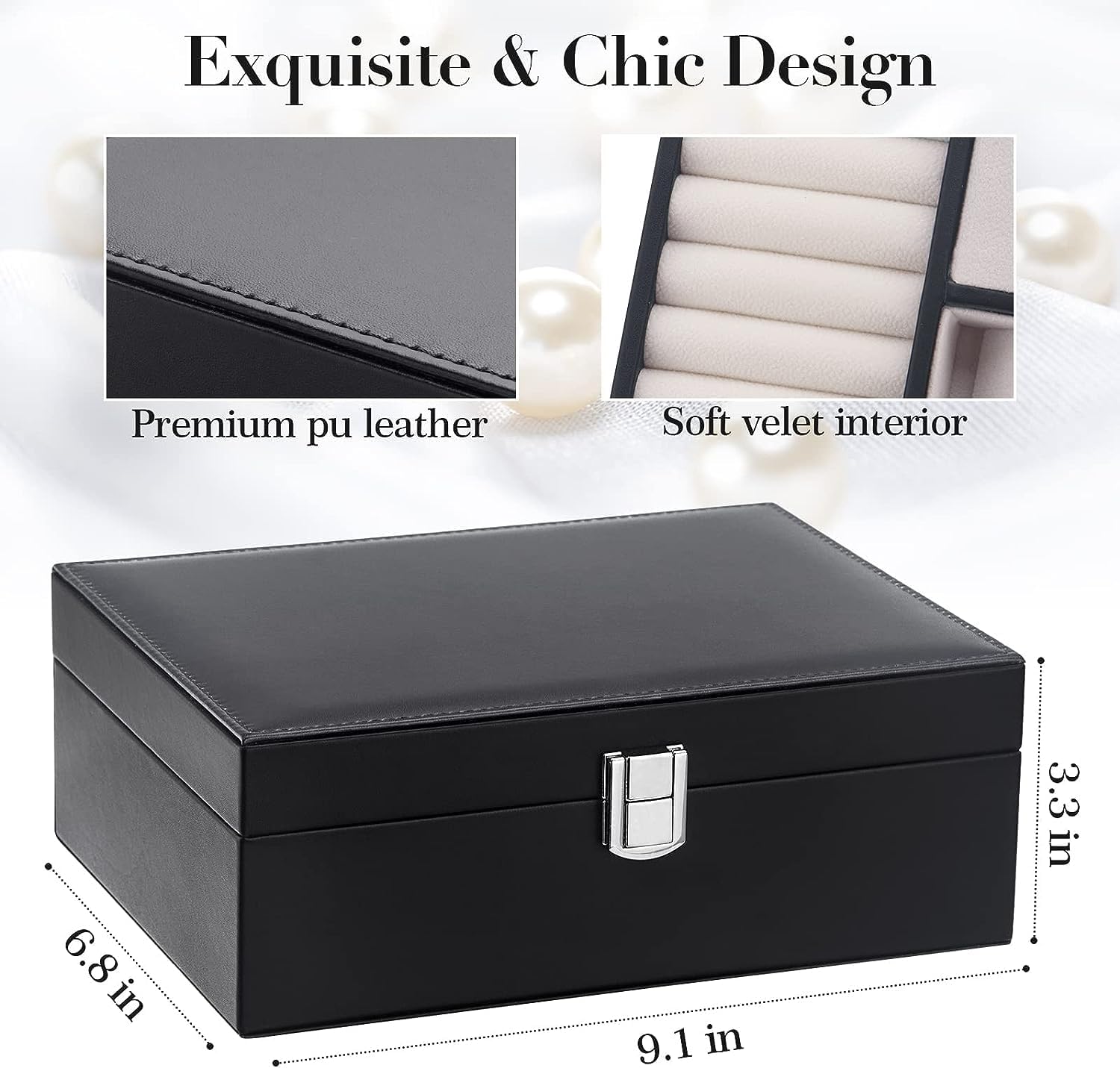 Black Jewellery Box Organiser Case for Women - Image 8