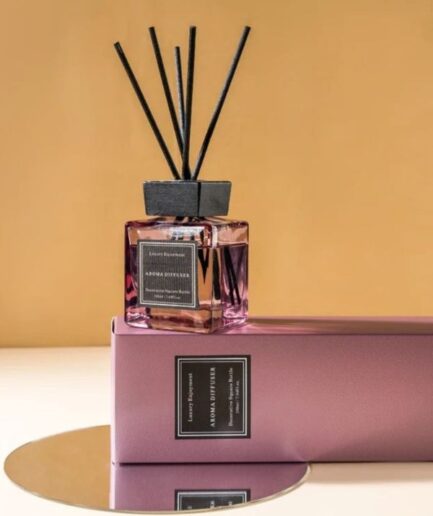 Purple Magic Peony 200ml Square glass reed diffuser in color box