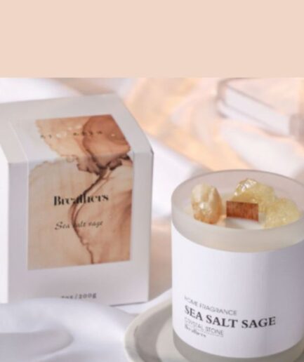 Sea Salt Sage Scented Candles with Wooden Wick