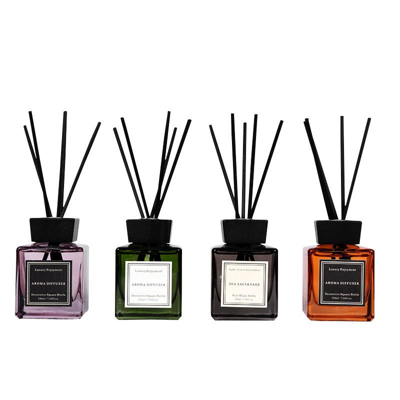 Green Amber Allure 200ml Square glass reed diffuser - Image 4