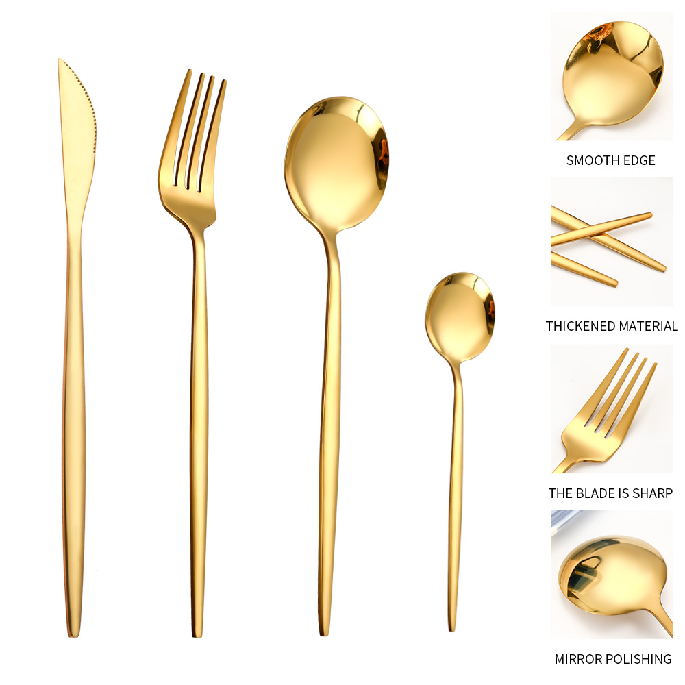 Gold Serving Utensils OGORI 4-Piece Mirror Polished Superior Stainless Steel - Image 3