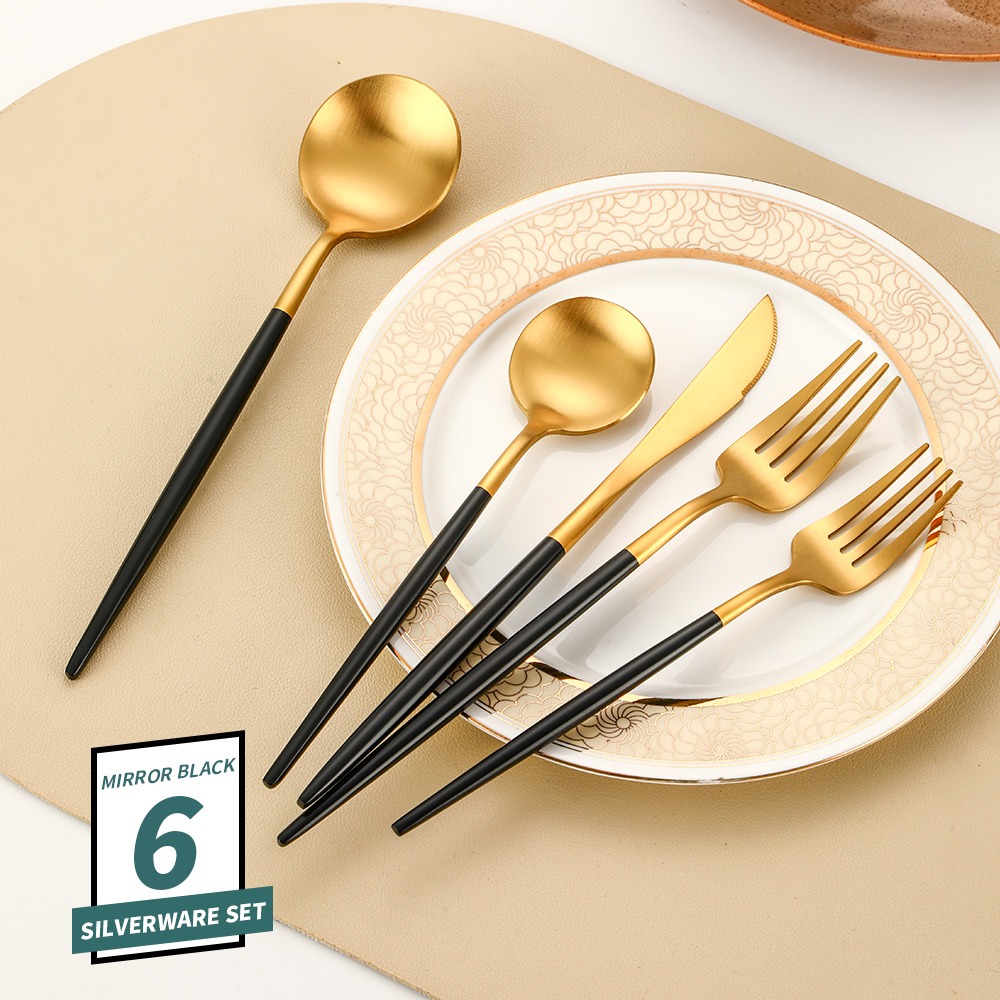 Matte Black and Gold Silverware Set, SHARE-COOK Stainless Steel 430 Grade ( Pack of 30 ) - Image 6
