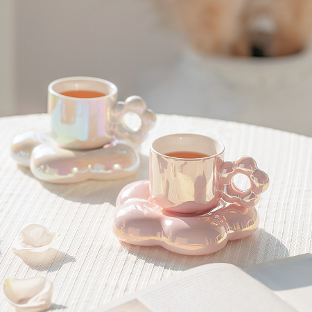 Porcelain Coffee Mug with Saucer - Image 2
