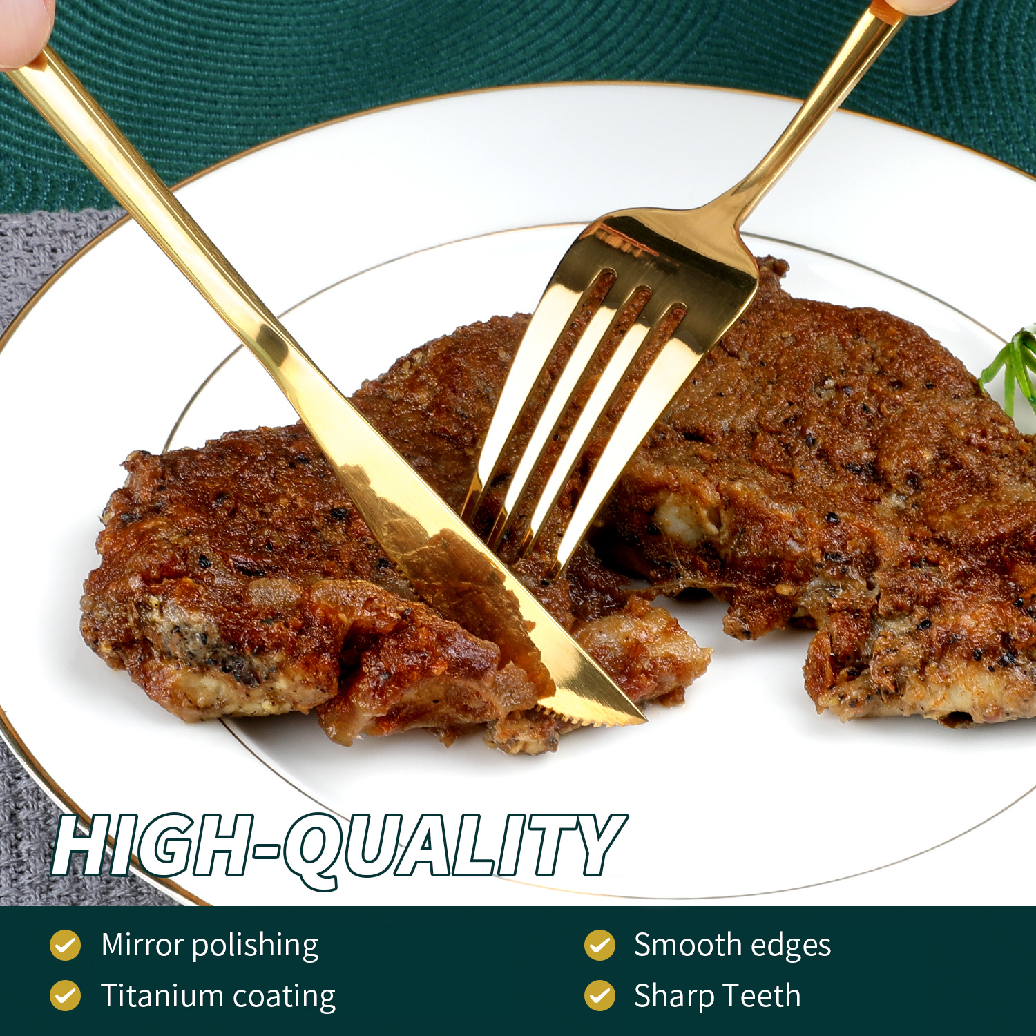 Gold Serving Utensils OGORI 4-Piece Mirror Polished Superior Stainless Steel - Image 5