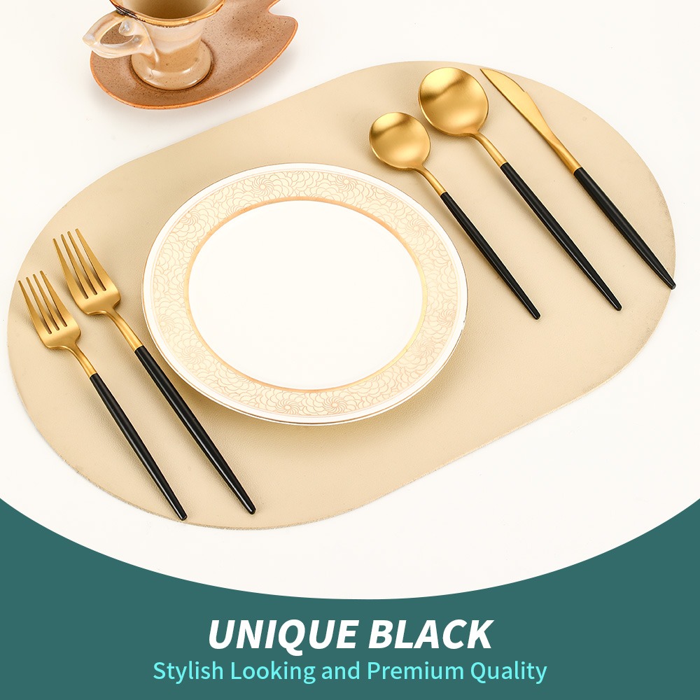 Matte Black and Gold Silverware Set, SHARE-COOK Stainless Steel 430 Grade ( Pack of 30 ) - Image 7