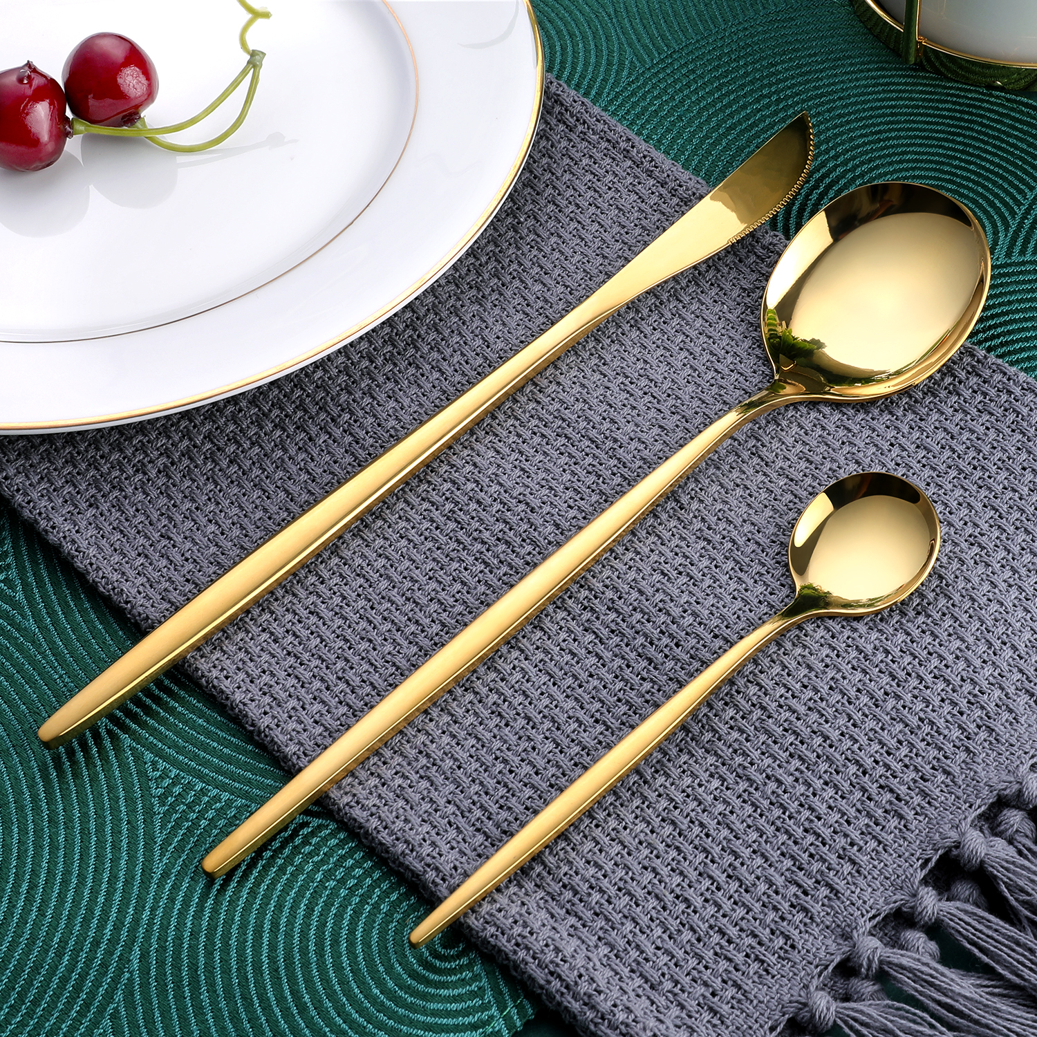 Gold Serving Utensils OGORI 4-Piece Mirror Polished Superior Stainless Steel - Image 8