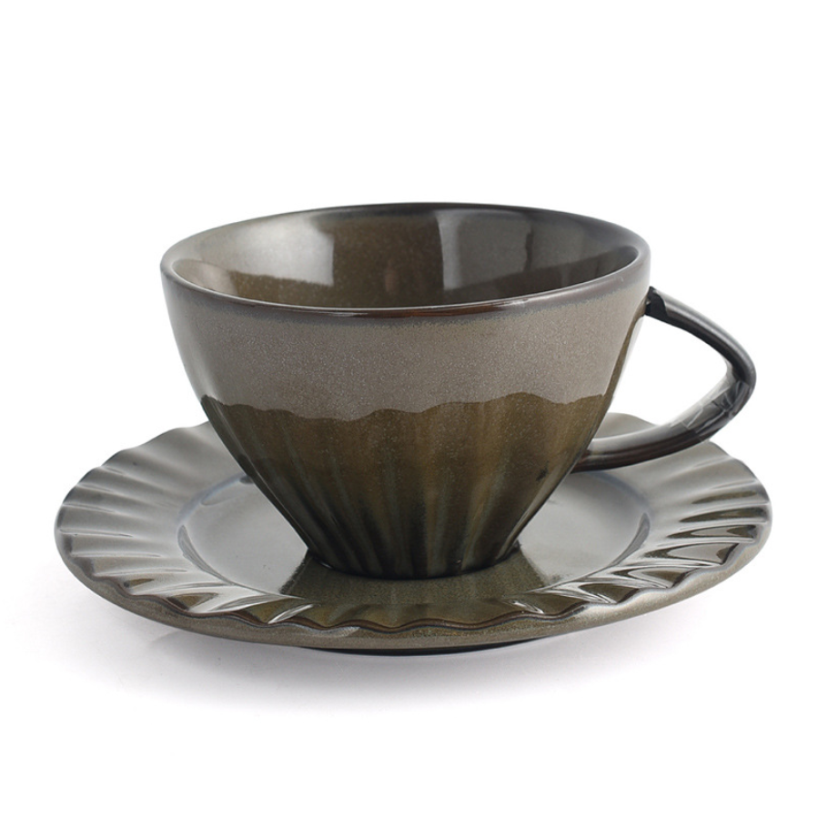 Creative Coffee Cup and Saucer Porcelain Vintage Cappuccino Tea Cup - Image 5