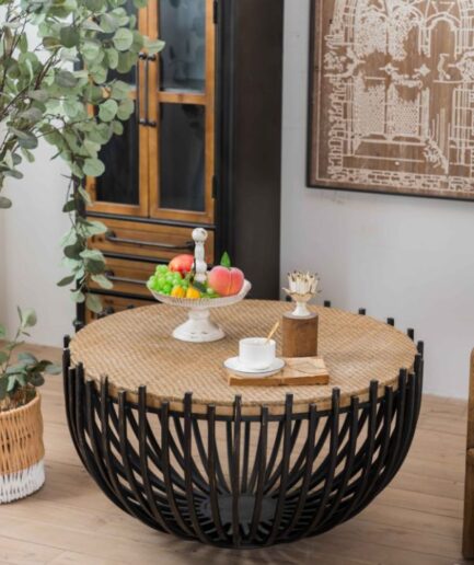 Bucks Home Natural Rattan Round Coffee Table