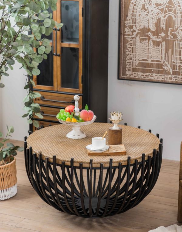 Bucks Home Natural Rattan Round Coffee Table