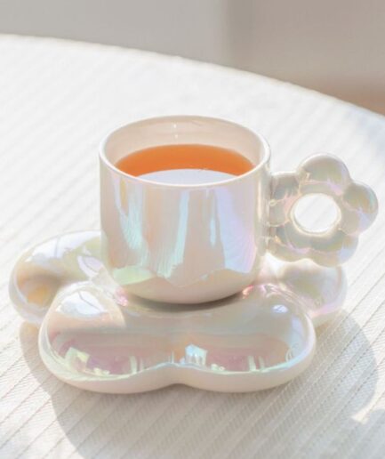 Ceramic Coffee Mug with Saucer