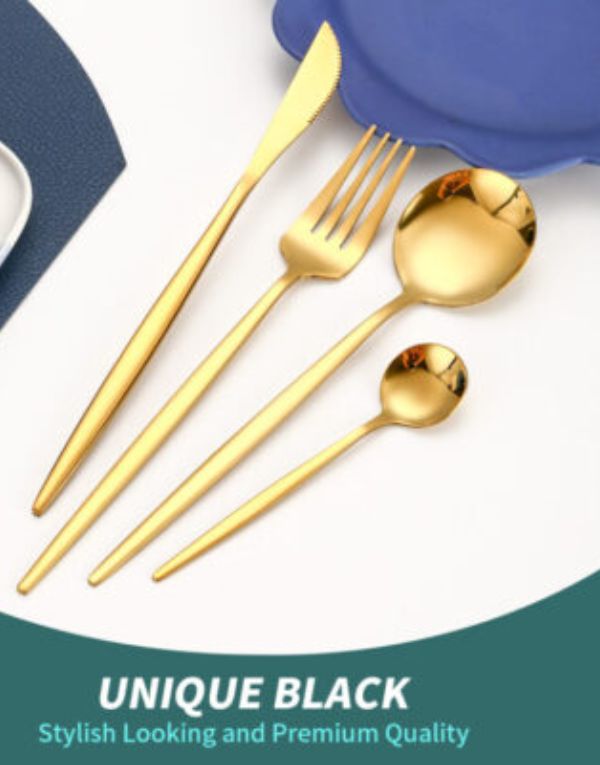 Gold Serving Utensils OGORI 4-Piece Mirror Polished Superior Stainless Steel