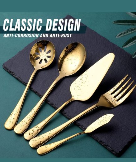 Modern Gold Cutlery Caddy Silverware Set