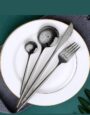 Gold and Black Cutlery 410 Stainless Steel Tableware set
